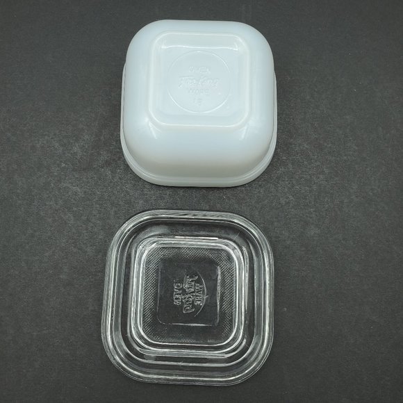 Fire King White Milk Glass Small Refrigerator Dishes Glass Lid - Picture 5 of 11